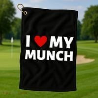 Proud Munch I Love My Munch I Heart My Munch Golf Towel thumb 1