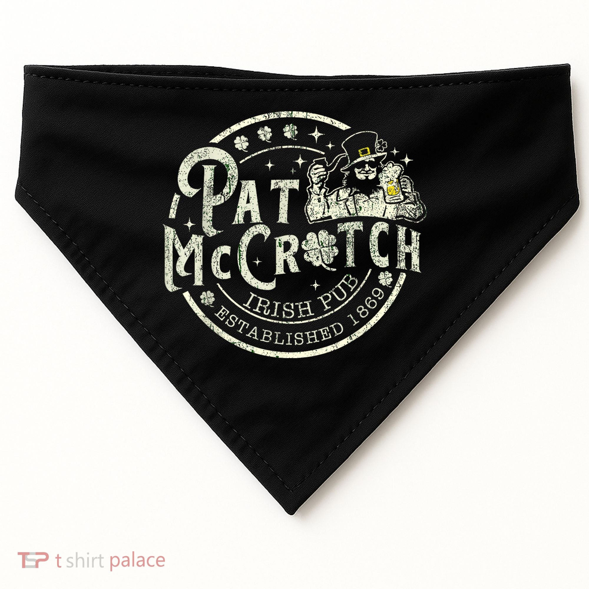 Pat Mccrotch Irish Pub Leprechaun Funny St PatrickS Day USA-Made Doggie Bandana