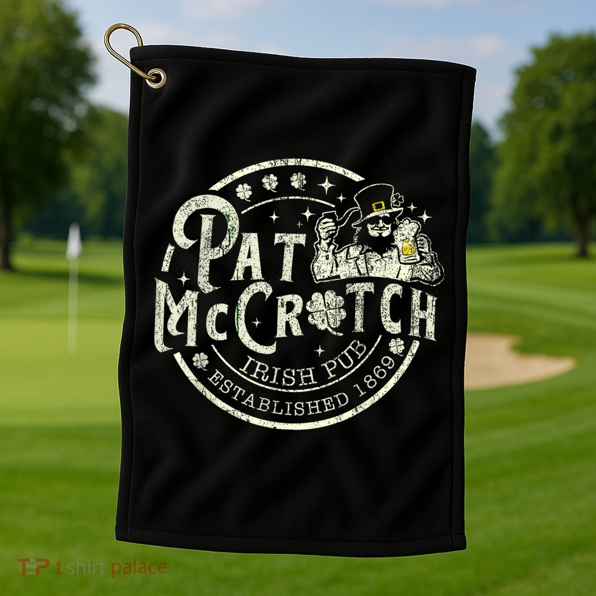Pat Mccrotch Irish Pub Leprechaun Funny St PatrickS Day Golf Towel