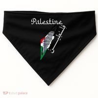 Palestine Map Keffiyeh Scarf Palestinian Flag in Arabic USA-Made Doggie Bandana thumb 0