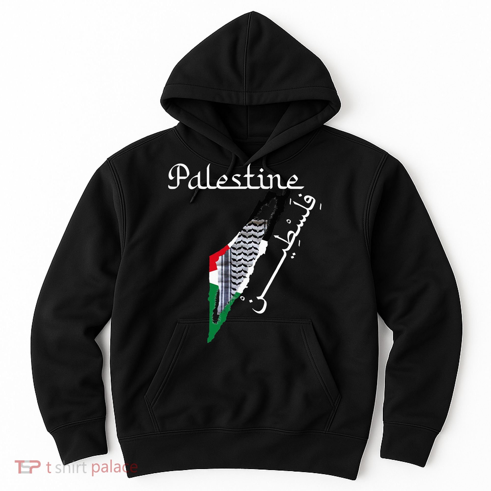 Palestine Map Keffiyeh Scarf Palestinian Flag in Arabic Hoodie