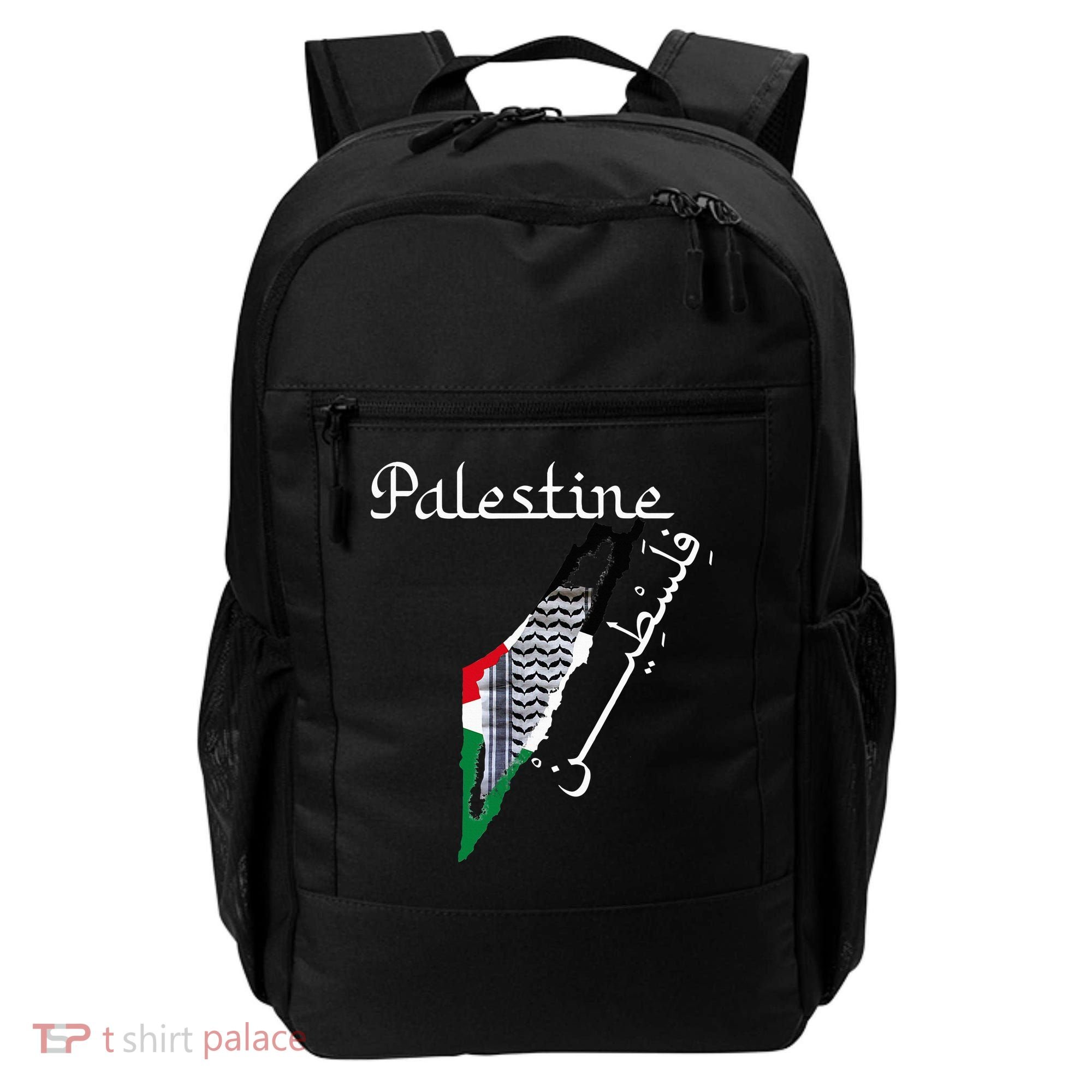 Palestine Map Keffiyeh Scarf Palestinian Flag in Arabic Backpack