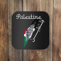 Palestine Map Keffiyeh Scarf Palestinian Flag in Arabic Coaster thumb 0