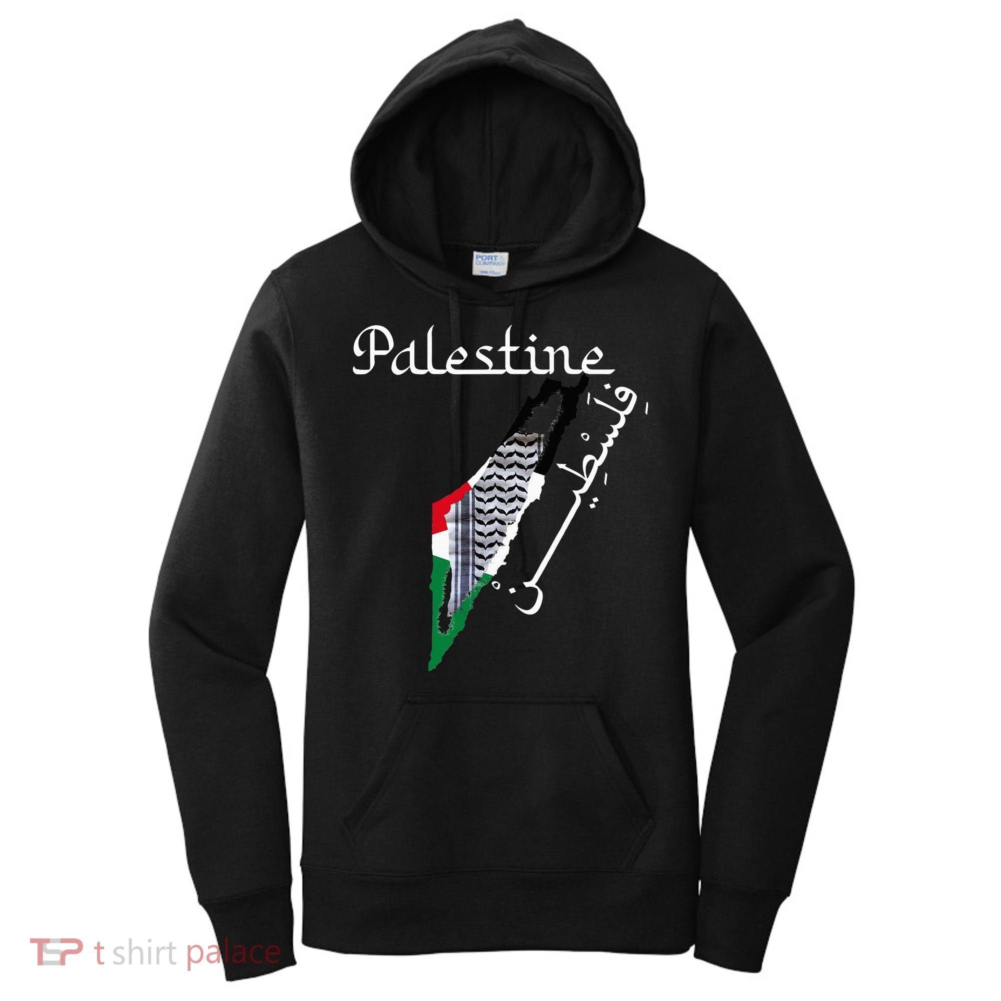 Palestine Map Keffiyeh Scarf Palestinian Flag in Arabic Women's Hoodie