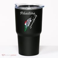 Palestine Map Keffiyeh Scarf Palestinian Flag in Arabic Tumbler thumb 0