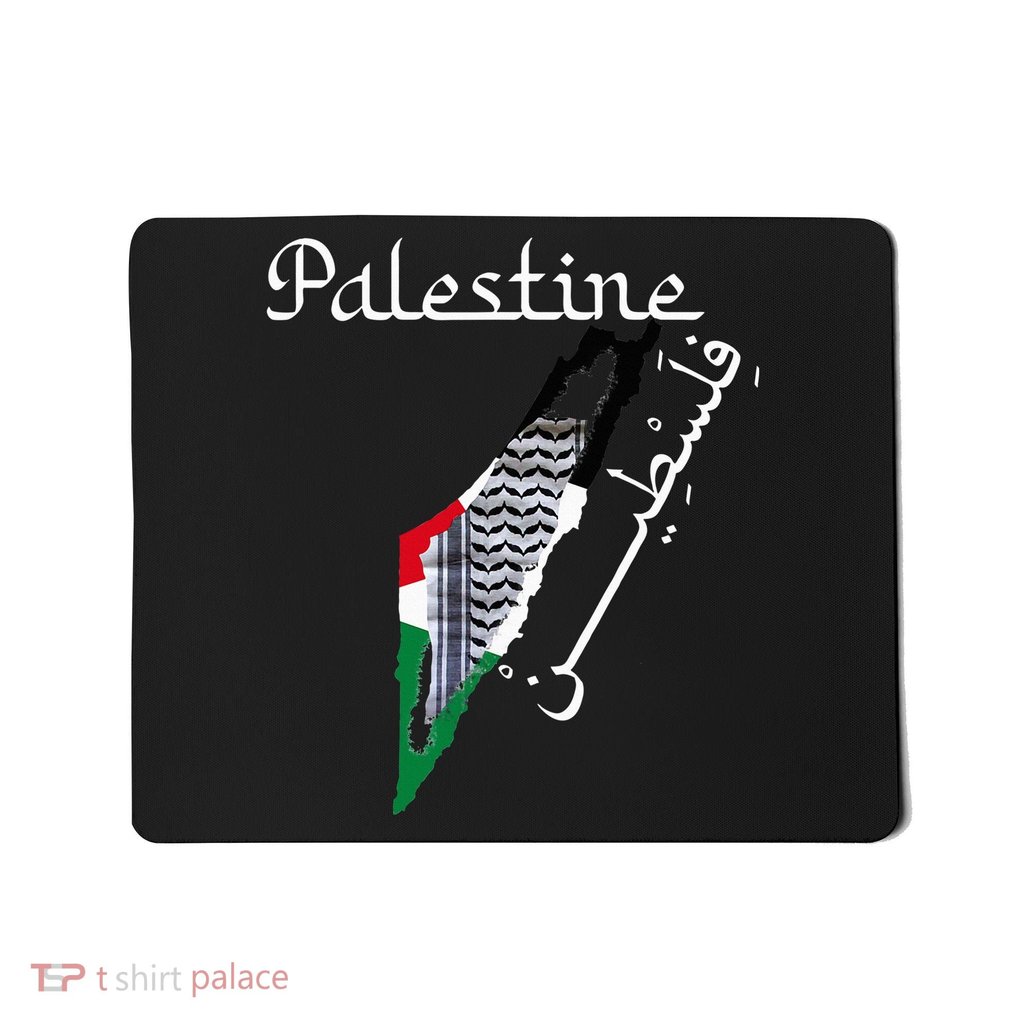 Palestine Map Keffiyeh Scarf Palestinian Flag in Arabic Mousepad