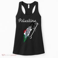 Palestine Map Keffiyeh Scarf Palestinian Flag in Arabic Women's Tank Top thumb 0