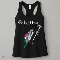 Palestine Map Keffiyeh Scarf Palestinian Flag in Arabic Women's Tank Top thumb 3