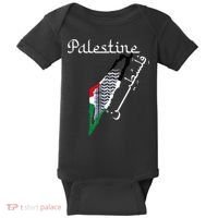 Palestine Map Keffiyeh Scarf Palestinian Flag in Arabic Baby Bodysuit thumb 0