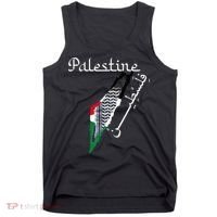 Palestine Map Keffiyeh Scarf Palestinian Flag in Arabic Tank Top thumb 0