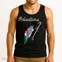 Palestine Map Keffiyeh Scarf Palestinian Flag in Arabic Tank Top thumb 3