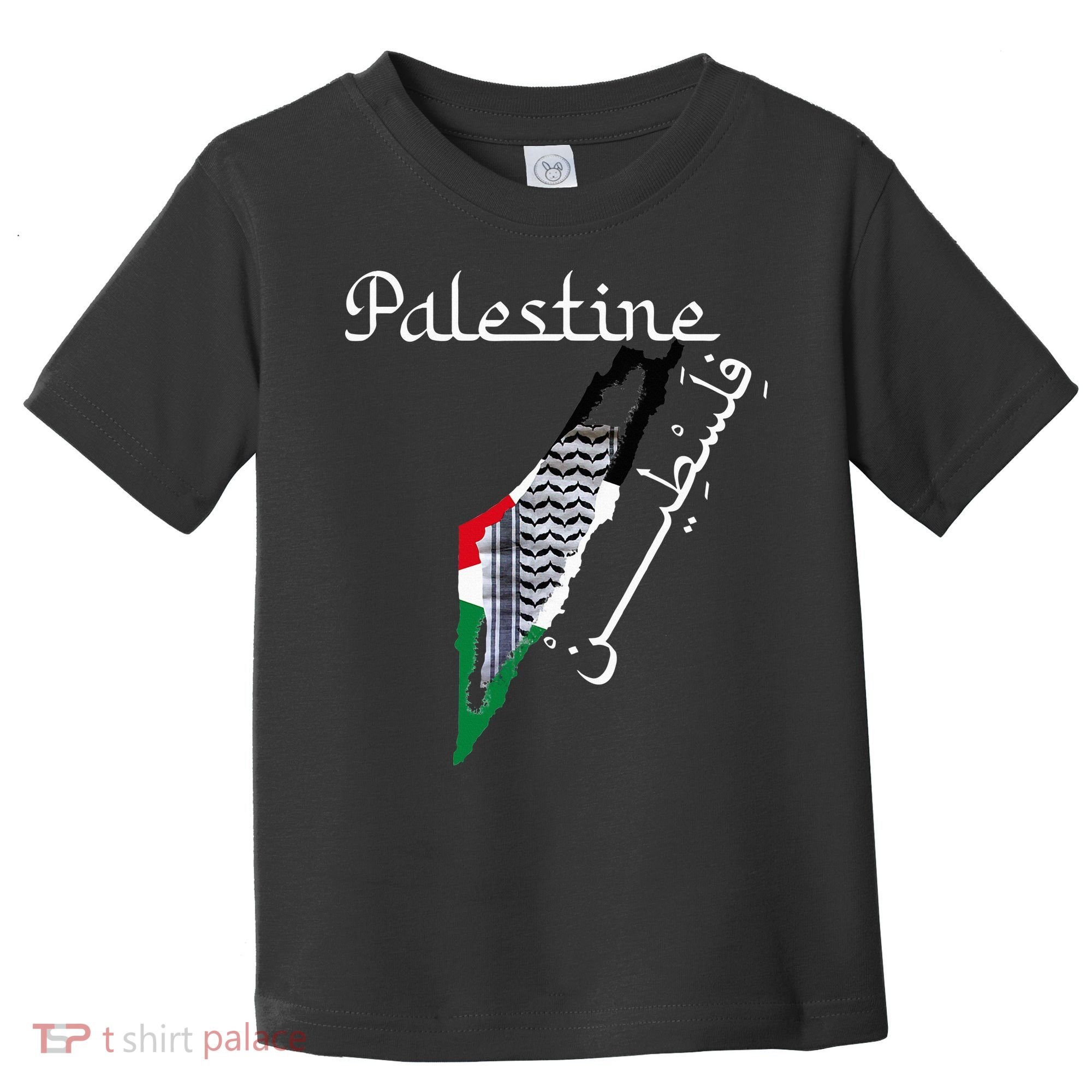 Palestine Map Keffiyeh Scarf Palestinian Flag in Arabic Toddler T-Shirt