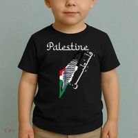 Palestine Map Keffiyeh Scarf Palestinian Flag in Arabic Toddler T-Shirt thumb 2