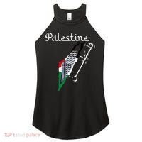 Palestine Map Keffiyeh Scarf Palestinian Flag in Arabic Women's Perfect Tri Rocker Tank thumb 0