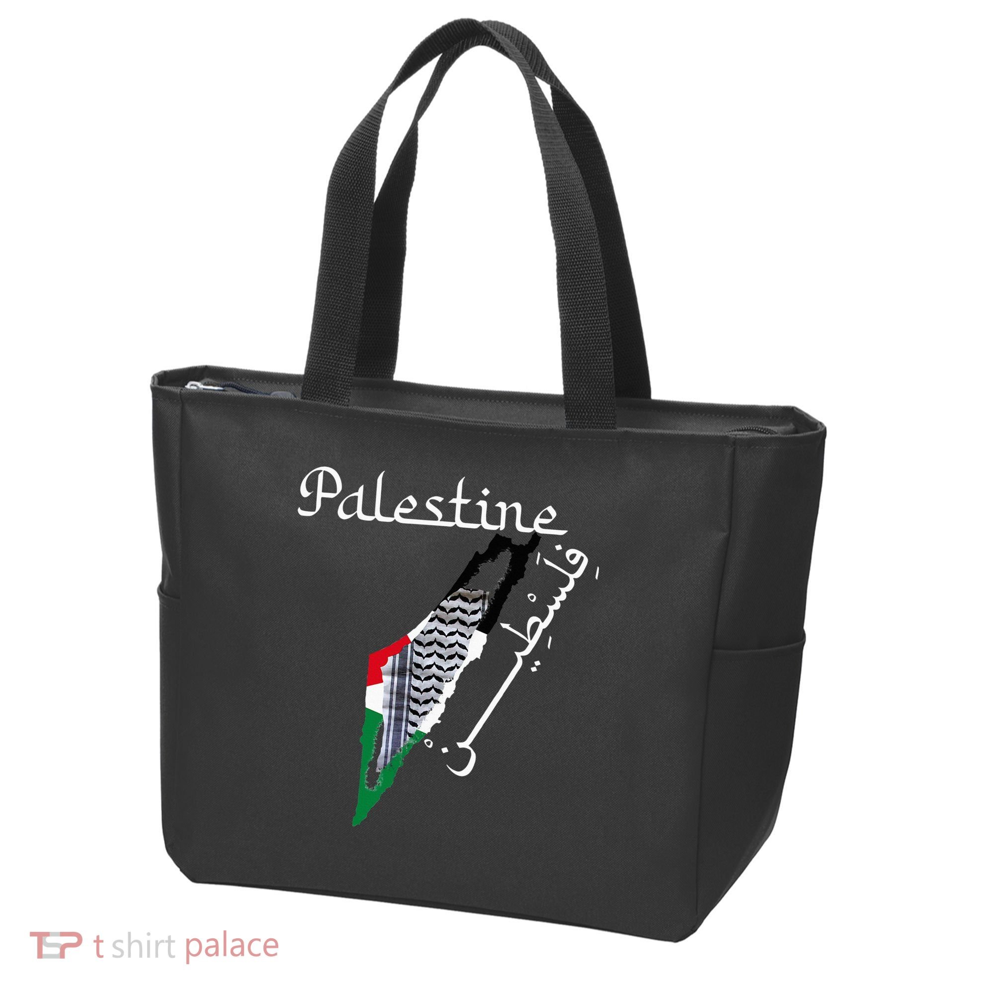 Palestine Map Keffiyeh Scarf Palestinian Flag in Arabic Tote Bag