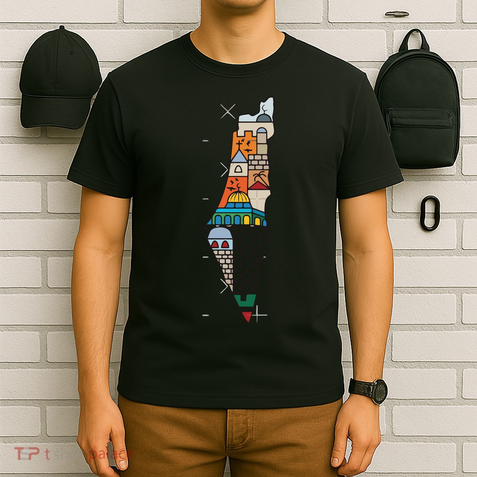 Palestine Map Kofeyah Palestine T-Shirt