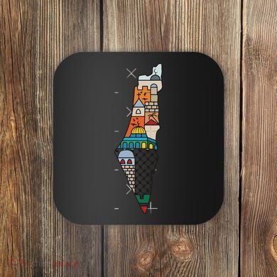 Palestine Map Kofeyah Palestine Coaster