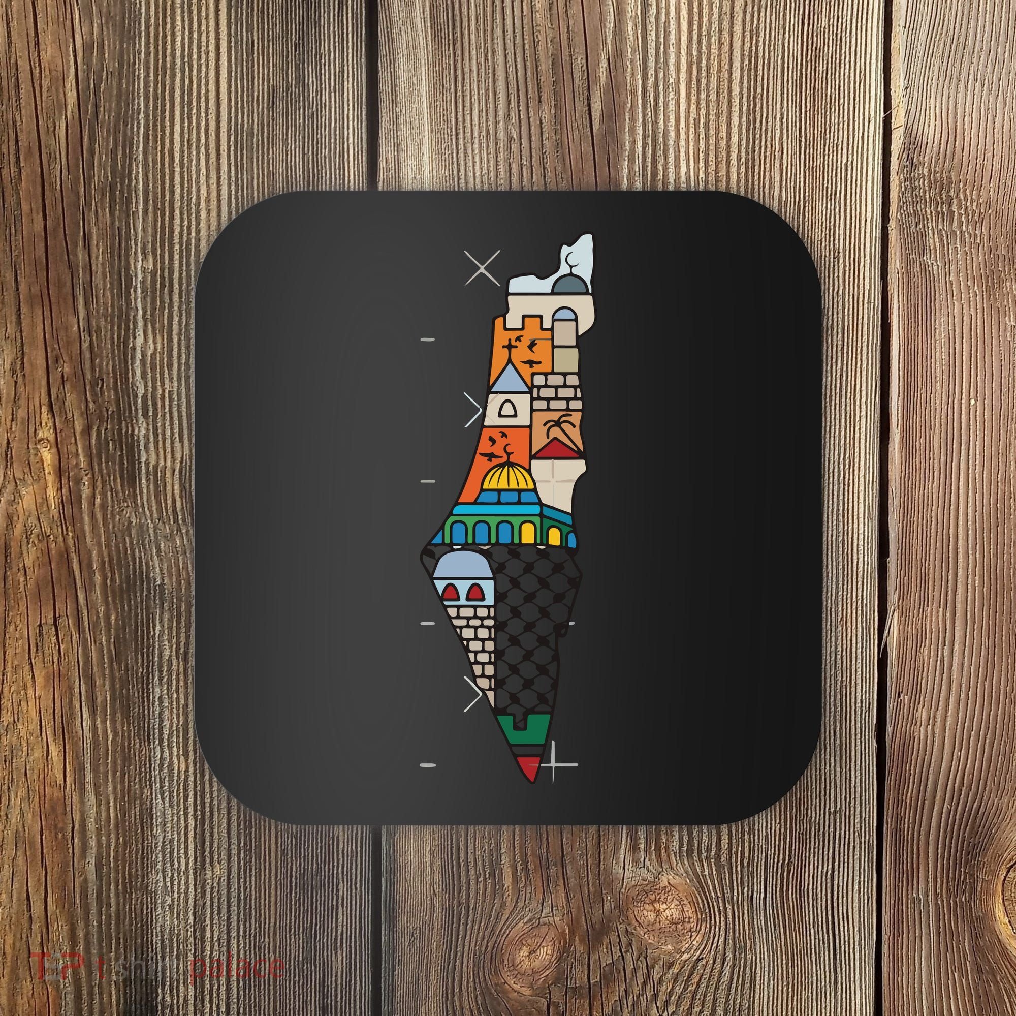 Palestine Map Kofeyah Palestine Coaster