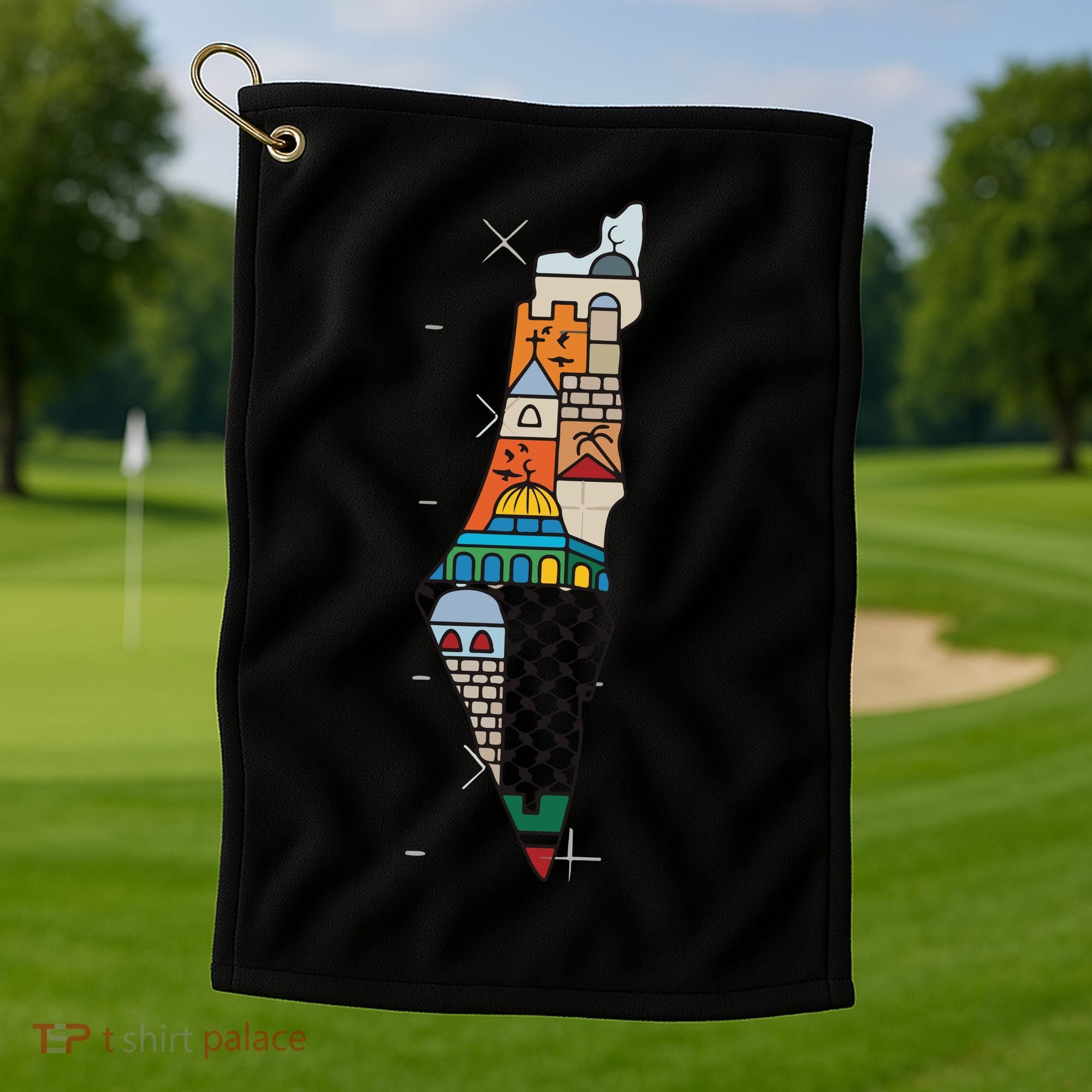 Palestine Map Kofeyah Palestine Golf Towel