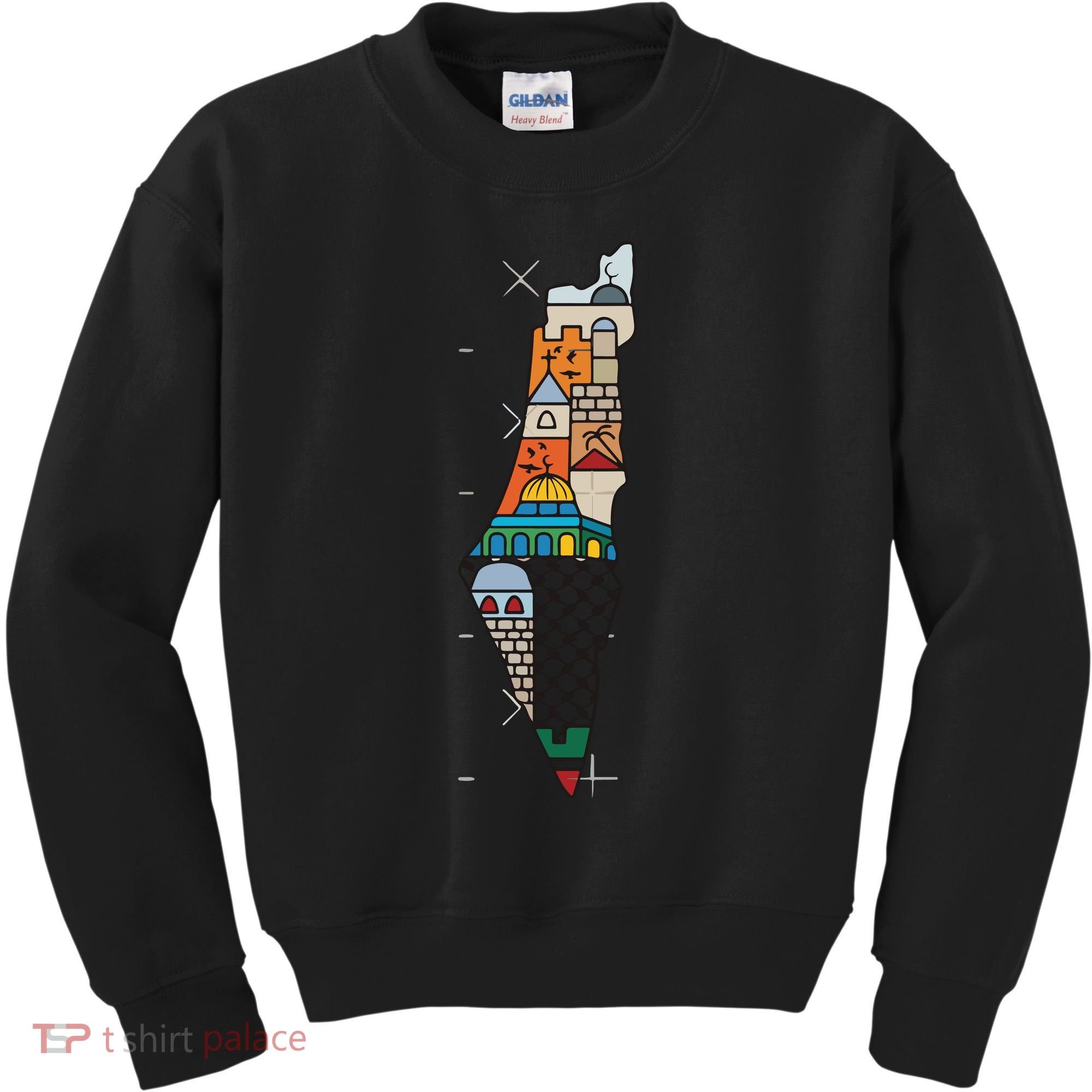 Palestine Map Kofeyah Palestine Kids Sweatshirt