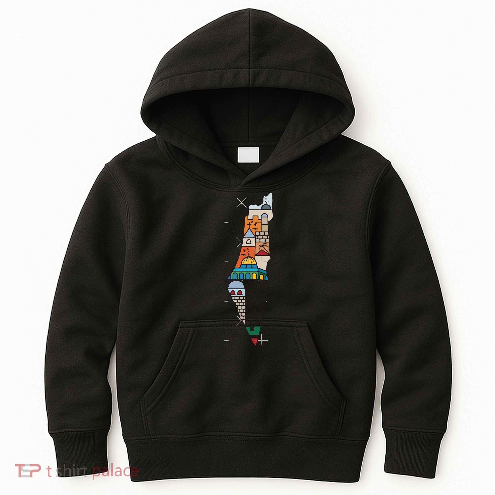 Palestine Map Kofeyah Palestine Kids Hoodie