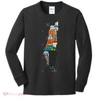 Palestine Map Kofeyah Palestine Kids Long Sleeve Shirt thumb 0
