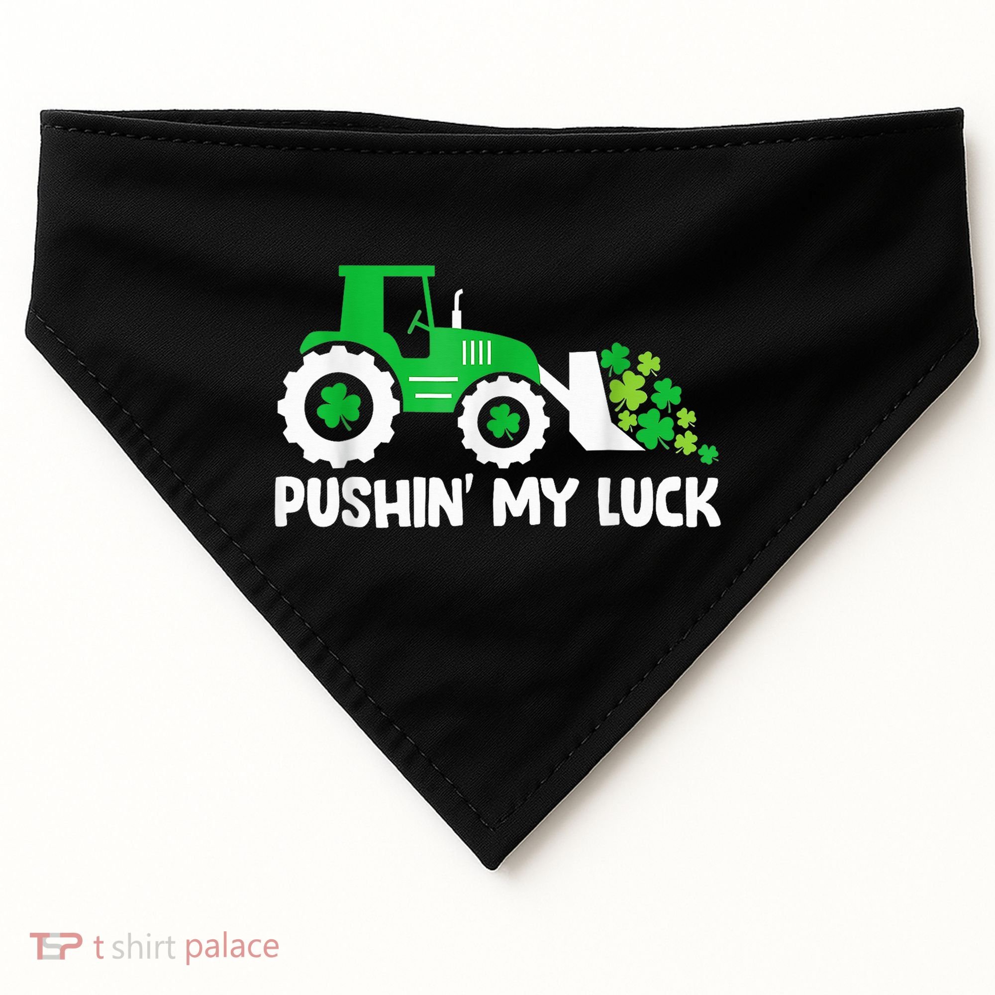 Pushing My Luck Tractor Truck St Patricks Day USA-Made Doggie Bandana