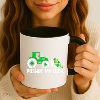Pushing My Luck Tractor Truck St Patricks Day Coffee Mug thumb 3