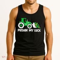 Pushing My Luck Tractor Truck St Patricks Day Tank Top thumb 3