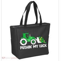 Pushing My Luck Tractor Truck St Patricks Day Tote Bag thumb 2