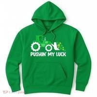 Pushing My Luck Tractor Truck St Patricks Day Hoodie thumb 0