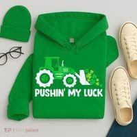 Pushing My Luck Tractor Truck St Patricks Day Hoodie thumb 4