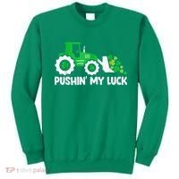 Pushing My Luck Tractor Truck St Patricks Day Sweatshirt thumb 0