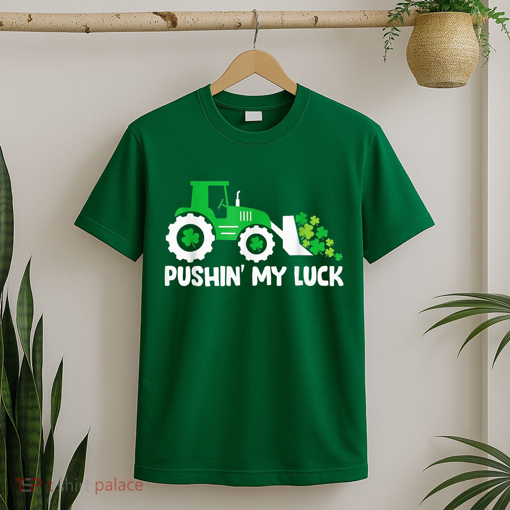 Pushing My Luck Tractor Truck St Patricks Day T-Shirt