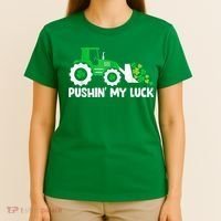 Pushing My Luck Tractor Truck St Patricks Day T-Shirt thumb 4