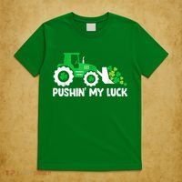 Pushing My Luck Tractor Truck St Patricks Day T-Shirt thumb 5