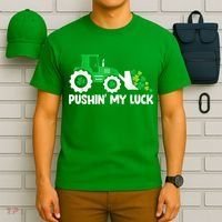 Pushing My Luck Tractor Truck St Patricks Day T-Shirt thumb 6