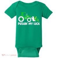 Pushing My Luck Tractor Truck St Patricks Day Baby Bodysuit thumb 0