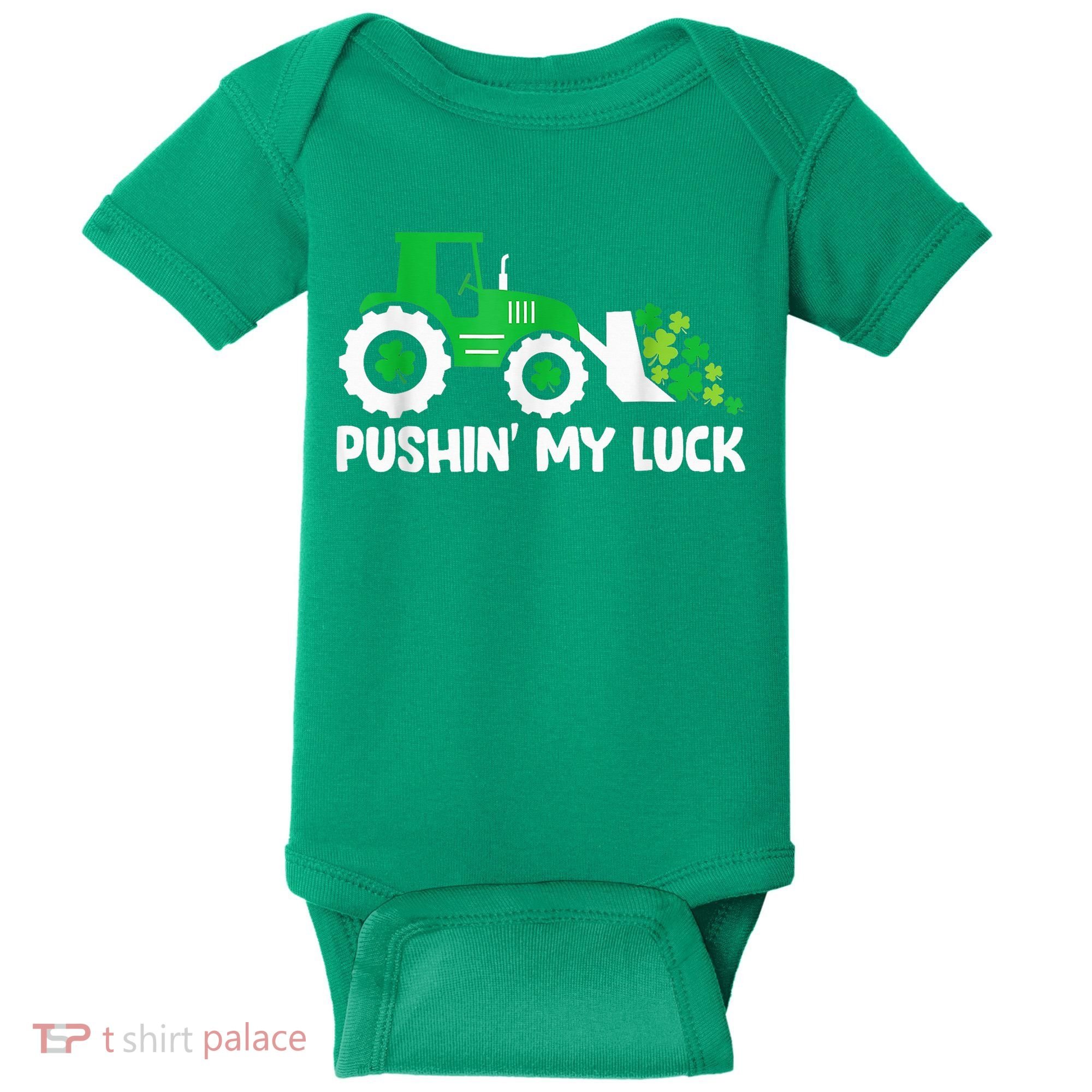 Pushing My Luck Tractor Truck St Patricks Day Baby Bodysuit