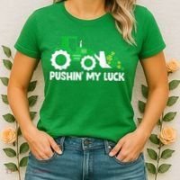 Pushing My Luck Tractor Truck St Patricks Day Women's T-Shirt thumb 2