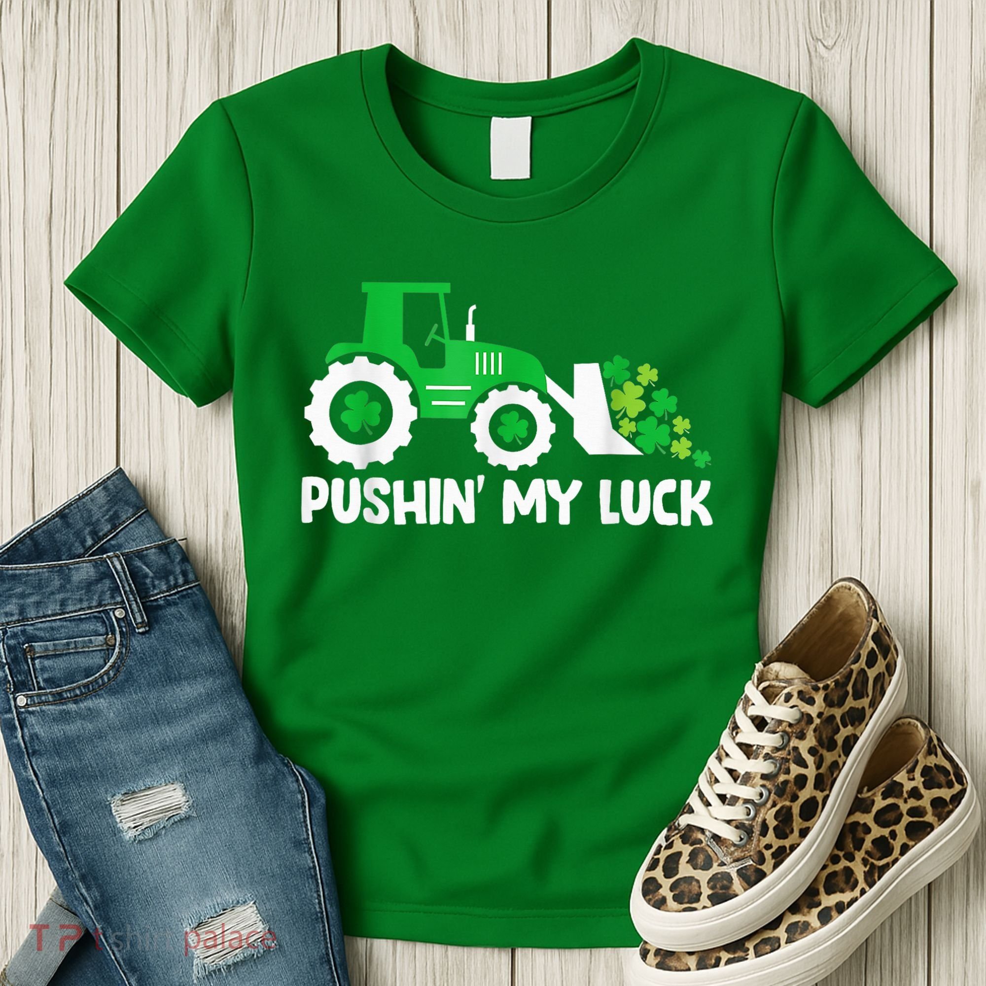 Pushing My Luck Tractor Truck St Patricks Day Women's T-Shirt