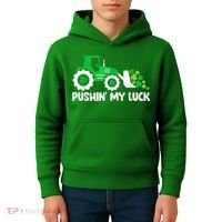 Pushing My Luck Tractor Truck St Patricks Day Kids Hoodie thumb 4