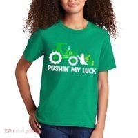 Pushing My Luck Tractor Truck St Patricks Day Kids T-Shirt thumb 2
