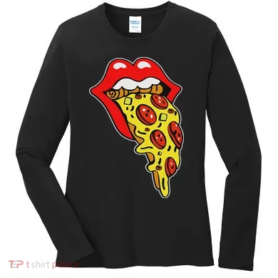 Pizza Mouth Lips Women's Long Sleeve Shirt