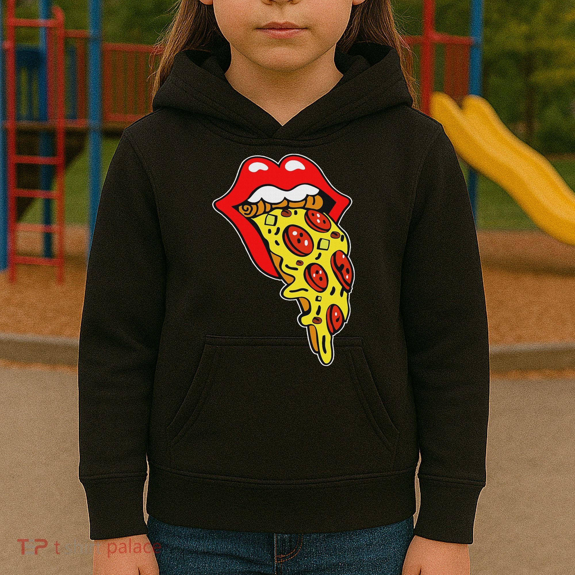Pizza Mouth Lips Kids Hoodie