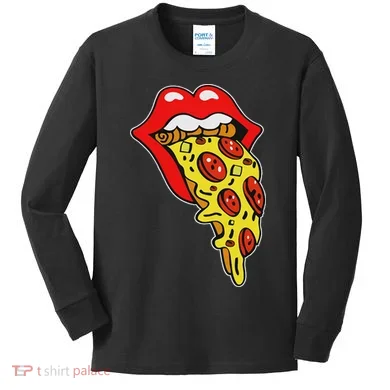 Pizza Mouth Lips Kids Long Sleeve Shirt
