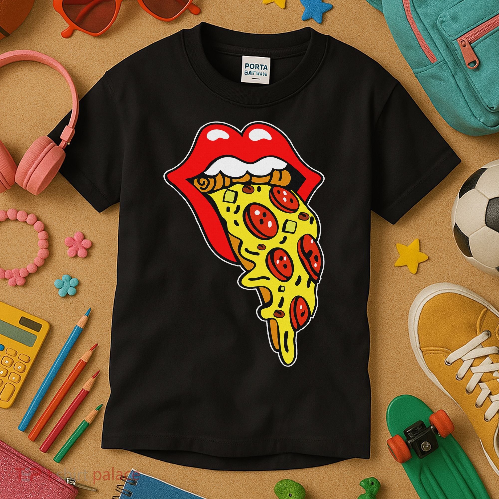 Pizza Mouth Lips Kids T-Shirt
