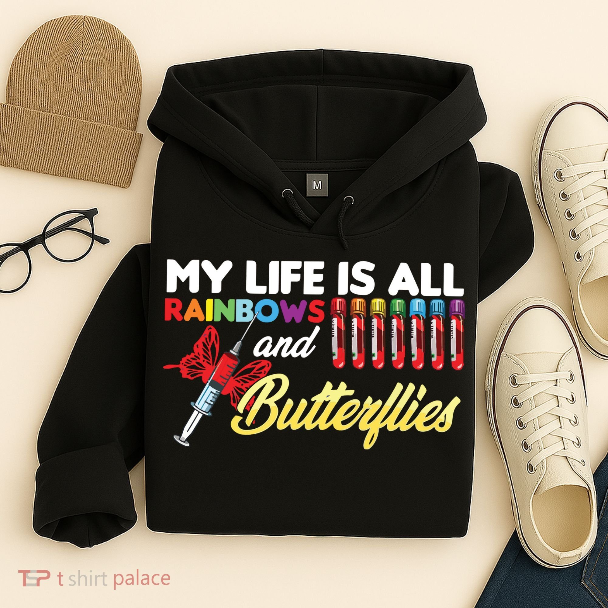 Phlebotomy My Life Is Rainbows Butterflies Phlebotomist Hoodie