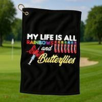 Phlebotomy My Life Is Rainbows Butterflies Phlebotomist Golf Towel thumb 1