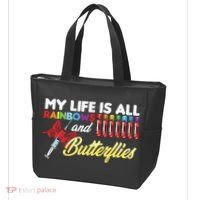 Phlebotomy My Life Is Rainbows Butterflies Phlebotomist Tote Bag thumb 3